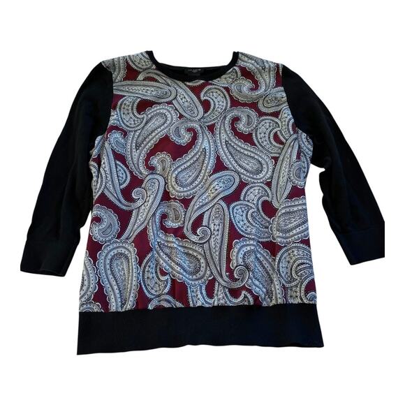 Ann Taylor 3/4 Sleeve Paisley Blouse - Size LP Large Petite - Business Casual - Picture 5 of 7